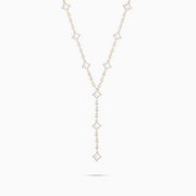 Lariat Flower Tennis Doré - Motif Blanc