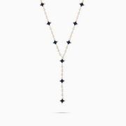 Lariat Flower Tennis Doré - Motif Noir