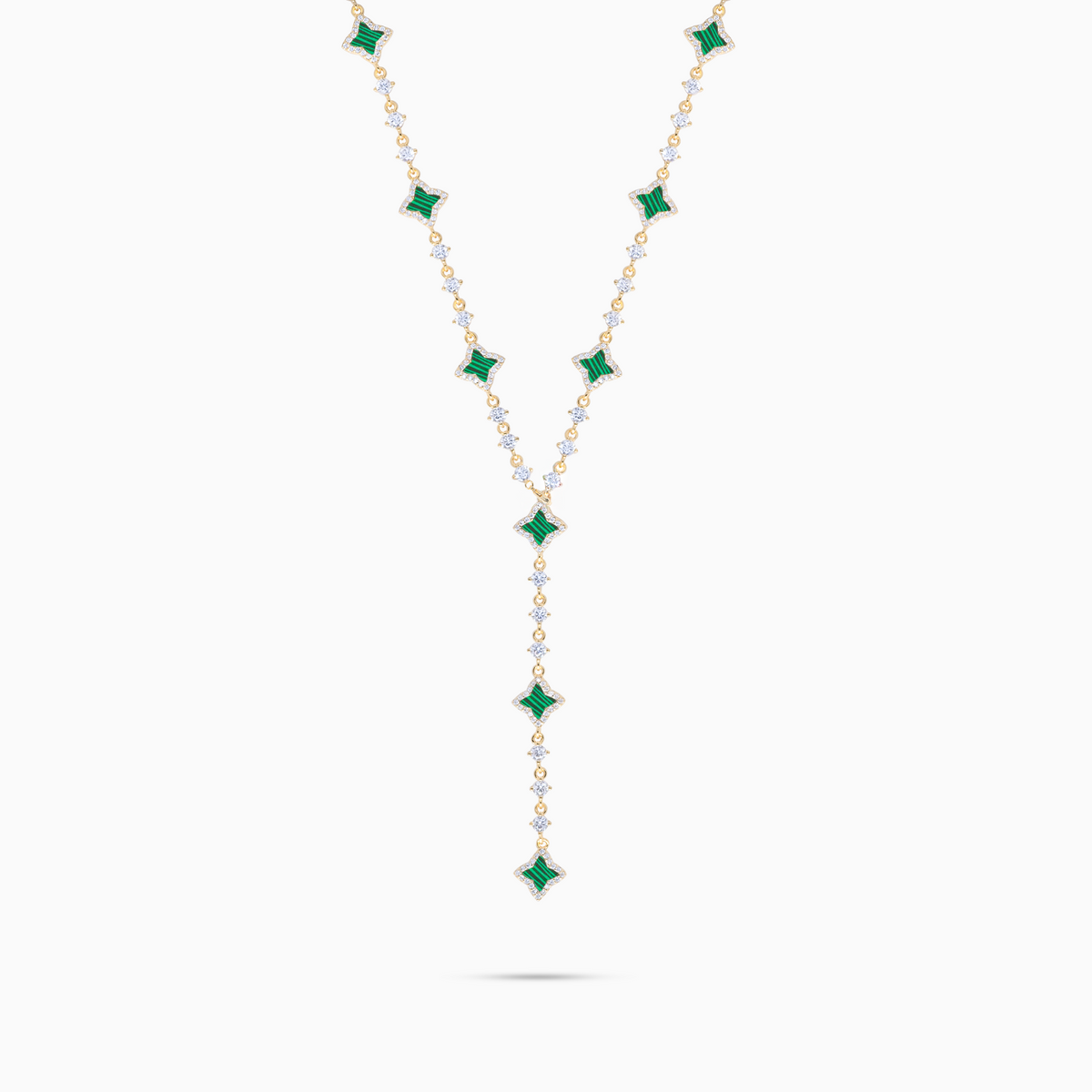 Lariat Flower Tennis Doré - Motif Vert