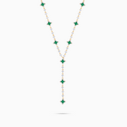 Lariat Flower Tennis Doré - Motif Vert