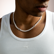 Chaîne Iced Cuban link Signature 5 mm Argentée
