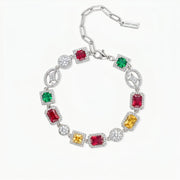 Bracelet Multi Gemstone 8 mm Argenté