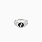 Iced Oval signet ring argentée