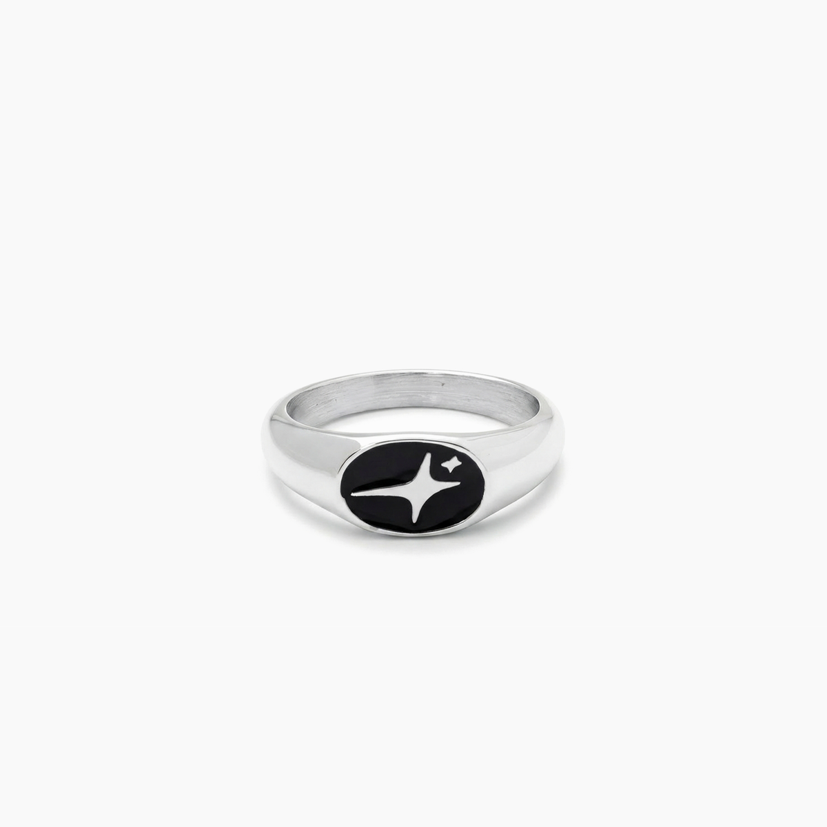 Signature Oval signet ring argentée