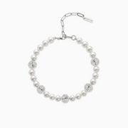 Bracelet perlé Monogramme Argenté