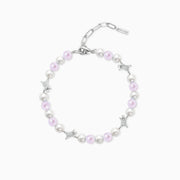Bracelet perlé Signature Argenté - Blanc et Rose