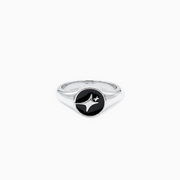 Signature Round signet ring argentée