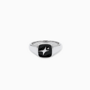 Signature Square signet ring argentée