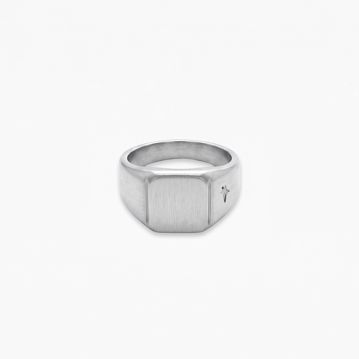 Square signet ring argentée