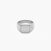 Square signet ring argentée